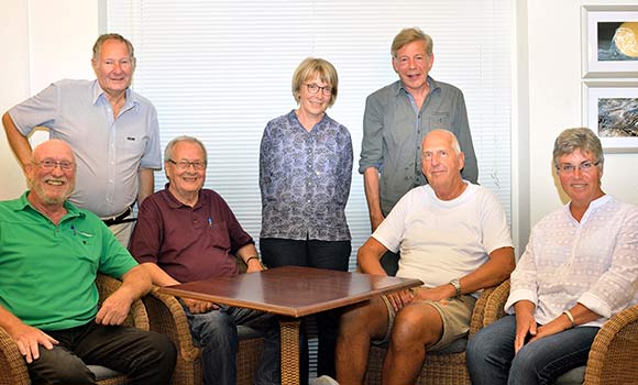 Den nye bestyrelse. Fra venstre: Erik Poulsen, Ib Frandsen, Johs. Fagthmann, Inge Pedersen, Jens Kragsnæs, Ole Møller og Sonja Delfs.