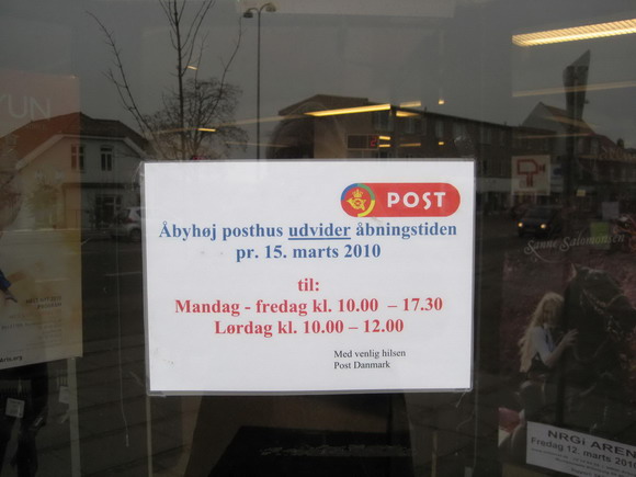 Nye Åbningstider Åbyhøj posthus