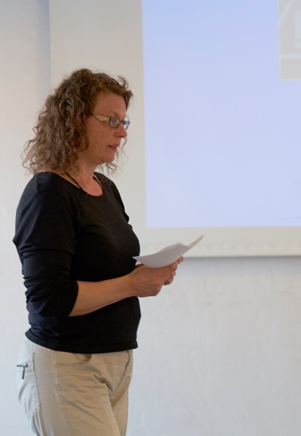 Formand Anja Spalding med beretningen.