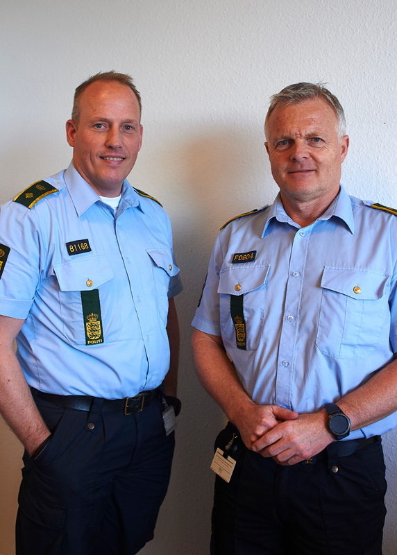 Politikommissærerne Jens-Henrik Jensen og Klaus Hvegholm Møller er det nye makkerpar hos lokalpolitiet i Aarhus Vest.