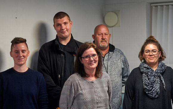 Hasselengens nye bestyrelse fra venstre Maria Torp Høgh, Alexander Johansen, Sara Bjørnhaug, Rene ”Gumse” Rosted og Daniela Bramstoft.